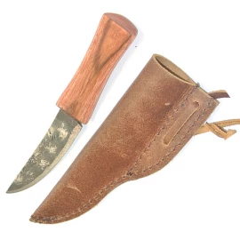 Simple Viking Knife with Leather Sheath and Wooden Handle