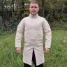 Medieval Padded Gambeson Below the Knee with Full Sleeves in Light Ecru Colour