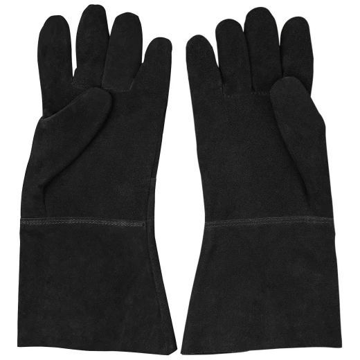 Finger Gloves Made of Strong Soft Suede Black Leather