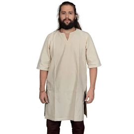 Simple Medieval Viking Canvas Tunic with Short Sleeves