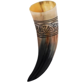 Viking Drinking Horn 350-400ml with Decorative Engraving of Knot Pattern