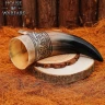 Viking Drinking Horn 350-400ml with Decorative Engraving of Knot Pattern