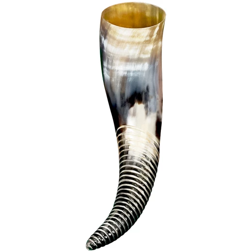 Natural Drinking Horn 350ml With Partially Hand Engraved Spiral