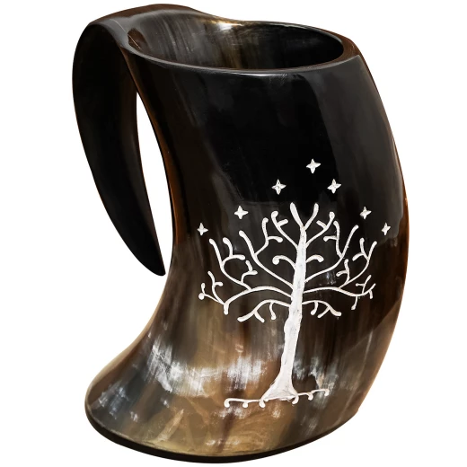 600ml Horn Tankard with Engraving of The Emblem of The Kingdom of Gondor (Lord of the Rings)