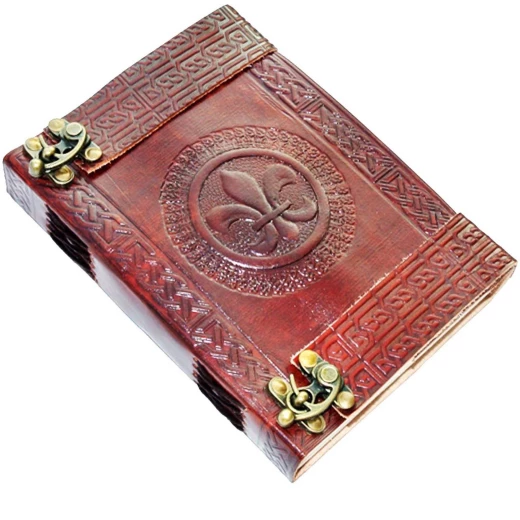 Fleur de Lys Genuine Leather Journal with two Locks