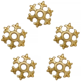 Brass Belt Mounts, 15th Century Fleur-de-Lis Rosettes, Set of 5