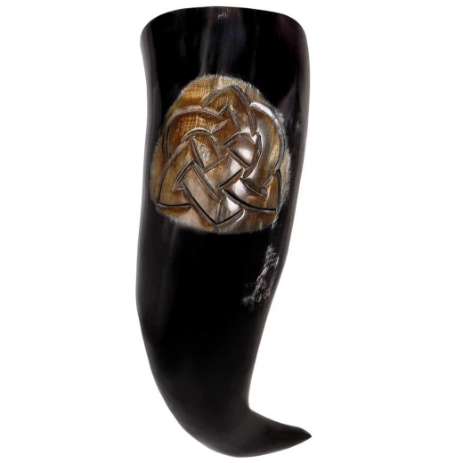 Drinking Horn 400ml with Engraved Celtic Knotwork