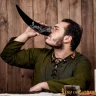 Drinking Horn 400ml with Engraved Viking Raven