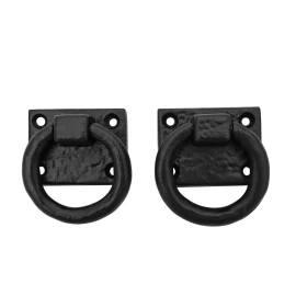 5cm Forged Pull Handles with Mounting Plate, Ring Barn Pull (Set of 2)