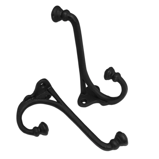 Cast Iron Wall Mounted Coat Hooks 9x4cm (Set of 2)