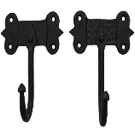 Rustic Cast Iron Wall Hooks (Set of 2)