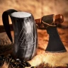 Drinking Horn Tankard 500ml with Engraved Valknut