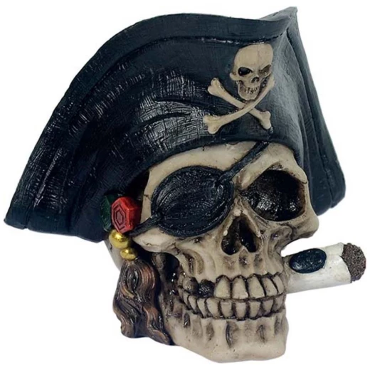 Pirate Skull with Tricorn Hat 13cm Decorative Polyresin Figurine