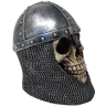 Totenkopf mit Kettenbrünne und Nasalhelm Skulptur 16cm