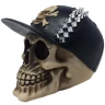 Skull with Studded Baseball Cap 13cm Decorative Polyresin Figurine