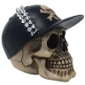 Skull with Studded Baseball Cap 13cm Decorative Polyresin Figurine