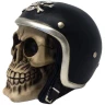 Sculpture skull with motorbike helmet 13cm