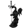 Black Dragon with Crystal and Sword-Letter Opener 20cm Decorative Polyresin Figurine