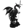 Black Dragon with Crystal and Sword-Letter Opener 20cm Decorative Polyresin Figurine