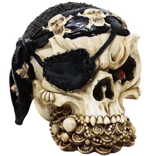 Skull with Pirate Scarf 9cm Decorative Polyresin Figurine