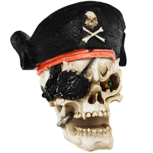 Skull with Pirate Cap 10cm Decorative Polyresin Figurine