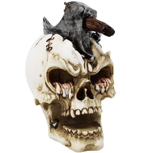 Skull with Hatchet in Head 9cm Decorative Polyresin Figurine