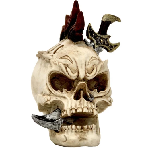 Punk Skull with Sword 11cm Decorative Polyresin Figurine