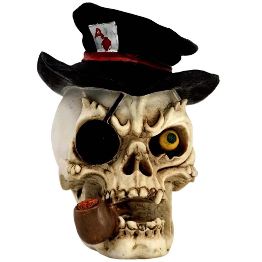 Skull Card Player 11cm Decorative Polyresin Figurine