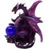 Purple Dragon with Blue Crystall Ball 10cm Decorative Polyresin Figurine