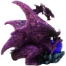 Purple Dragon with Blue Crystall Ball 10cm Decorative Polyresin Figurine