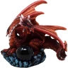 Red Dragon with Blue Crystall Ball 9cm Decorative Polyresin Figurine