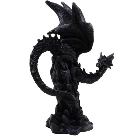 Black Dragon on Rock 13cm Decorative Polyresin Figurine