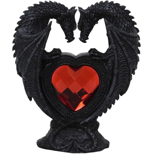 Dragon Couple with Red Heart 15cm Decorative Polyresin Figurine