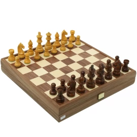 Walnuss-Schachspiel 40x40cm mit Staunton-Schachfiguren (7,7cm König)