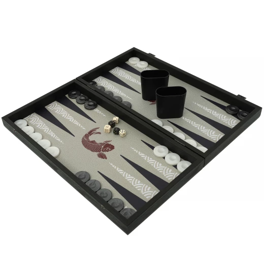 Handgefertigtes Backgammon-Set mit japanischen Koi-Karpfen