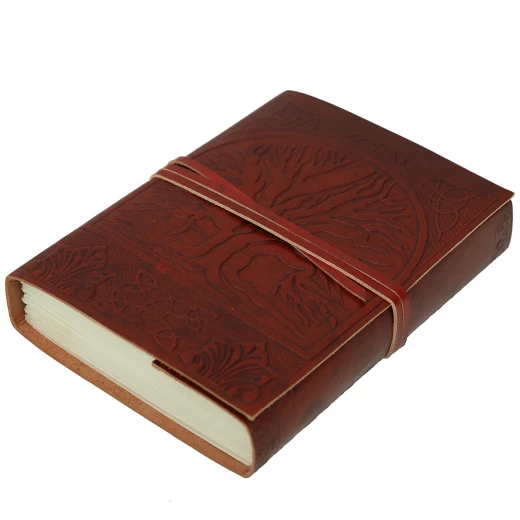 Leather Journal Tree of Life with Decorative Embossing on the Back