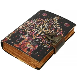 Leather diary with UV print "Elephant and tree of life"