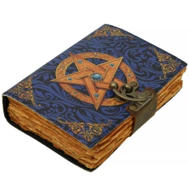 Leather diary with UV print "Spell book with pentagram”