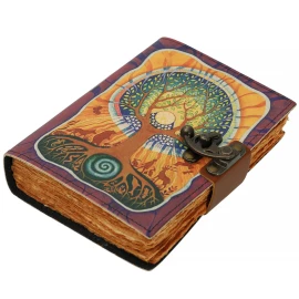 Leather journal "Tree of life on the happy solstice"