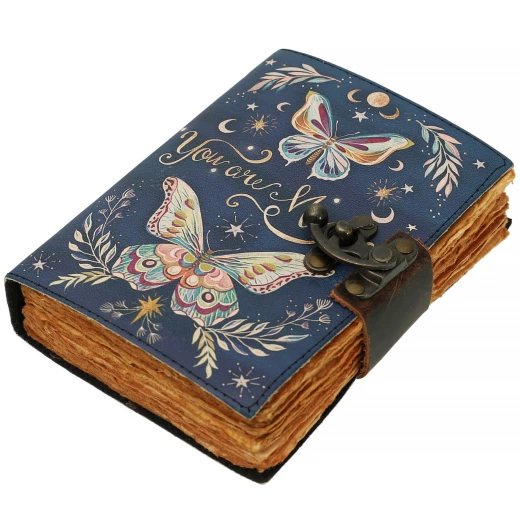 Leather Journal with Butterflies and sign “You are Magical”