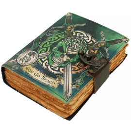 Leather journal Celtic Warrior (Skull and Swords) with “Erin go Bragh” inscription