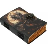 Leather journal with “Mystic dragon under a glowing full moon” UV printed design