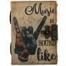 Leather journal with “Music is What Feelings Sound Like” printed design