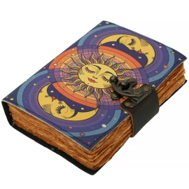 Heavenly Leather-Bound Notebook Changing Sun and Moon