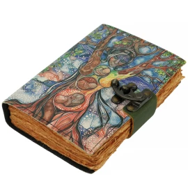 Handmade Paper Leather Printed Journal ‘Womb Blessing’