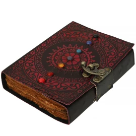 Medieval Leather Book with Seven Chakra Stones