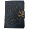 Handmade Leather Journal Tree of Love with Two Wolves