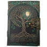 Handmade leather Notepad Magic of the Tree of Life under the Full Moon