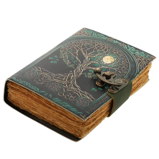 Handmade leather Notepad Magic of the Tree of Life under the Full Moon