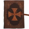 Leder-Notizbuch mit Templerkreuz und Mandala für die persönliche Entwicklung